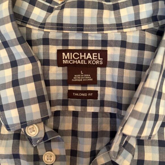 Michael Kors Tailored Fit Check Shirt Men’s Large 757F - Picture 5 of 7
